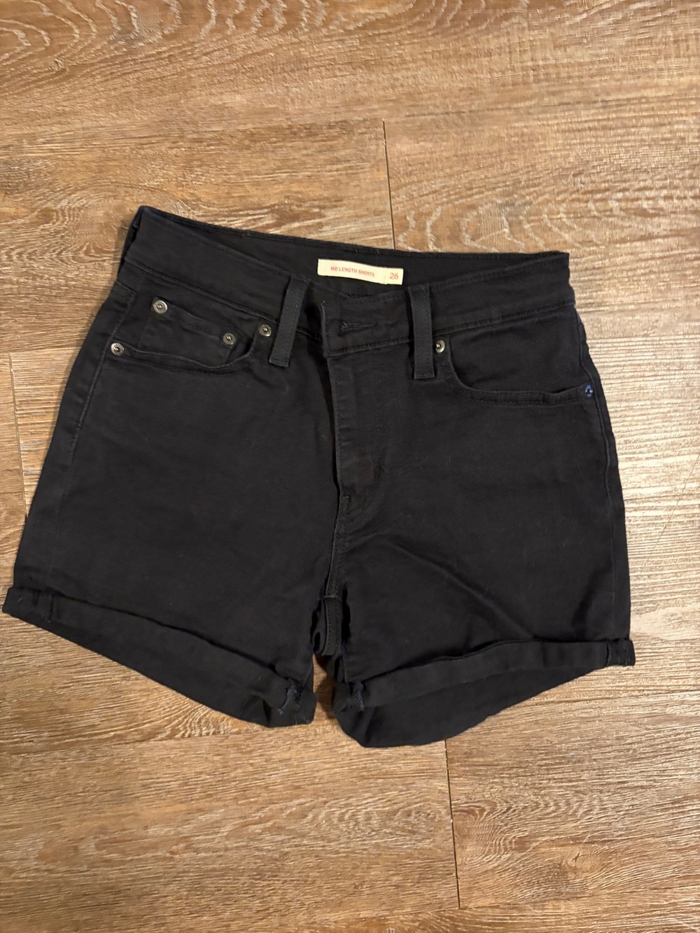Levi's Black Rolled Cuff Denim Shorts